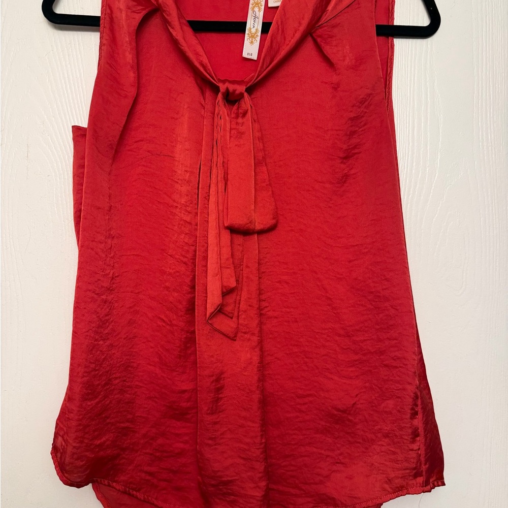 Adiva Vibrant Red Tie-Front Blouse